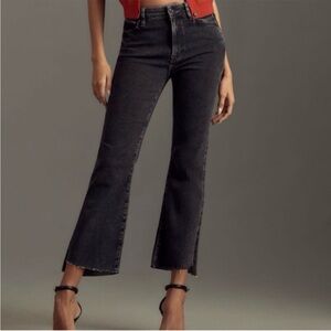 FRAME le crop mini boot kick flare jeans radio cascade hem faded black size 32